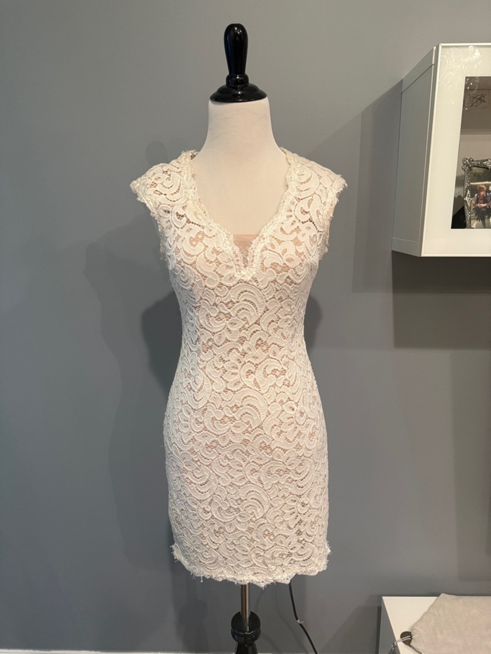 Aqua Cream Lace Mini Dress